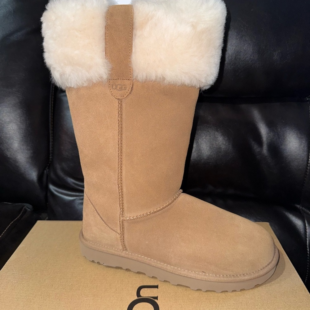 UGG Tan Ankle Boots with Plush Lining